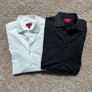 Alfani Dress Shirts Black and White Slim Fit Button Downs